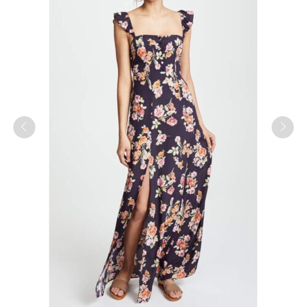 Flynn Skye Bardot Maxi Dress Floral Print Size S
